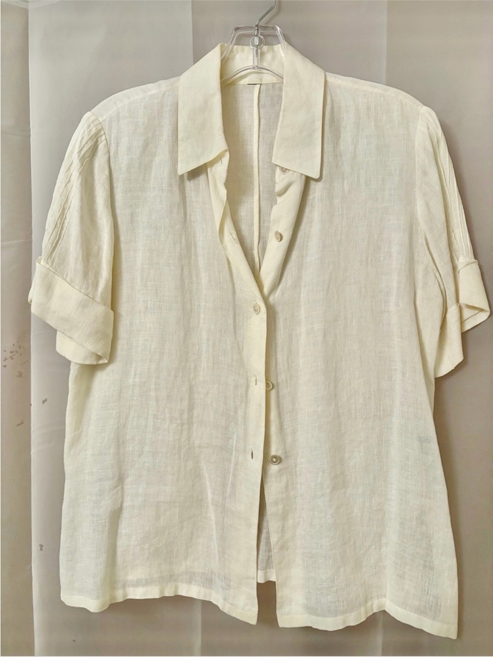 Classic Linen Short Sleeve Cream Shirt